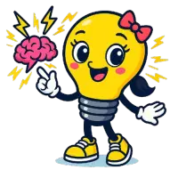 ADHDappi character celebrating with energy and ideas bursting around her, representing creative ADHD thinking