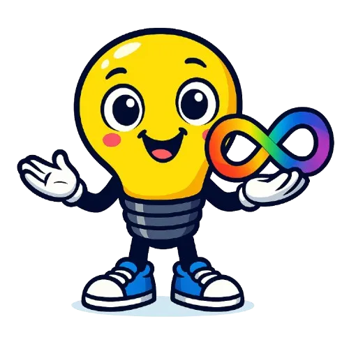 ADHDappi male character holding the neurodiversity infinity flag, representing ADHD and autism pride